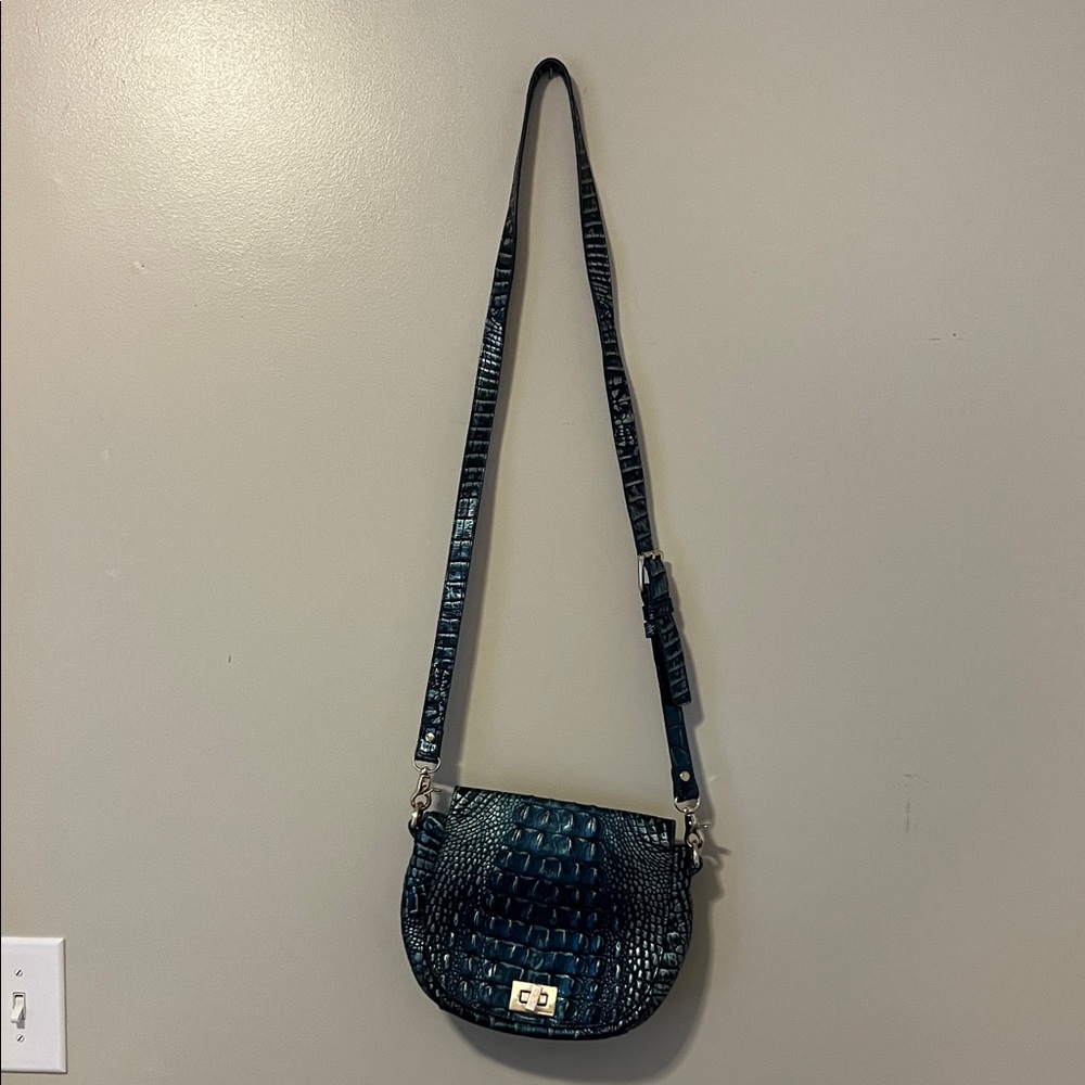 Brahmin Blue Crocodile Pattern Crossbody Bag